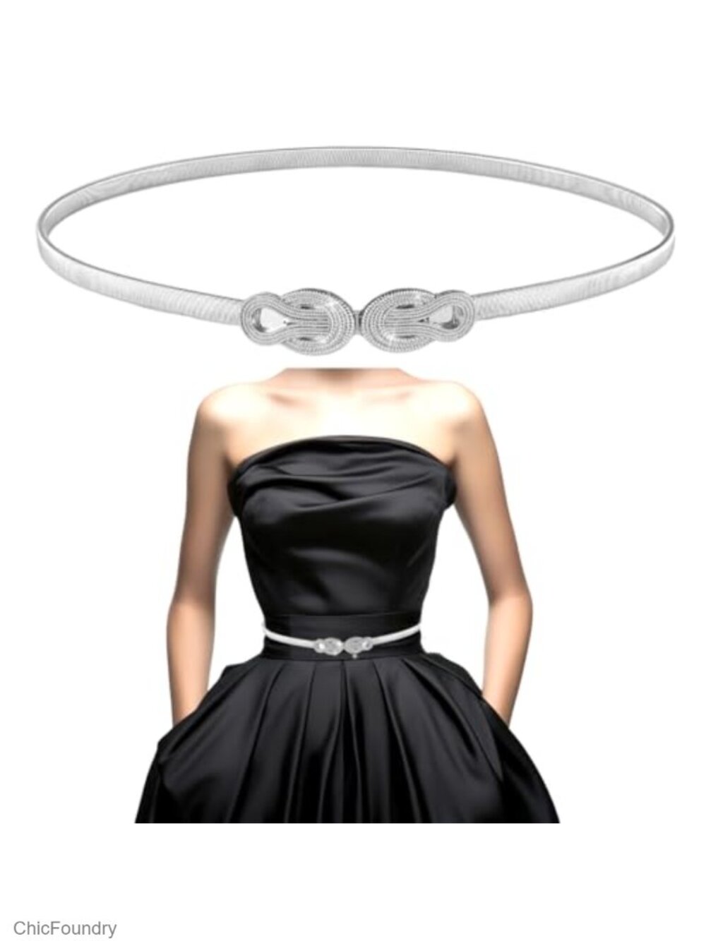 Skinny Elastic Waist Belt for Women, Stretch Metal Hook Belt